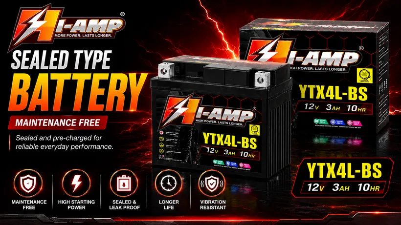HI-AMP YTX4L-BS Sealed Battery